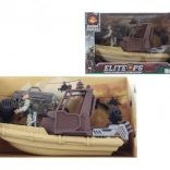 Okręt wojenny z żołnierzem i akcesoriami