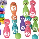 Zestaw do gry w kręgle z wesołymi buźkami