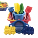 Dziecięcy zestaw do piasku z koszykiem, wiaderkiem i foremkami