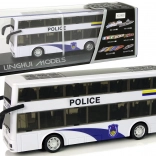 Dwupiętrowy policyjny autobus z napędem typu pull-back, światłami i dźwiękami