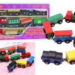 Drewniany pociąg z magnesami - zestaw 12 szt.
