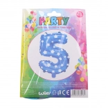 Nadmuchiwany balonik cyfra 5 niebieski z gwiazdkami