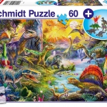 Puzzle dinozaury 60 elementów z prezentem – figurki – SCHMIDT