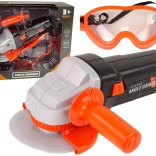 Zestaw narzędzi dla dzieci z szlifierką na baterie i ochronnymi okularami