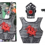 rycerski kostium z zbroją, mieczem i nagolennikiem dla dzieci