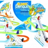 Pingwiny na ruchomych schodach ze światłem i melodiami