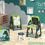 Wielofunkcyjna tablica dziecięca 3+ magnetyczna + kredowa + krzesełko + artykuły papiernicze