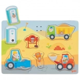 Drewniana dźwiękowa układanka na budowie GOKI