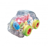 Przezroczysty samochodzik z efektami świetlnymi i dźwiękowymi
