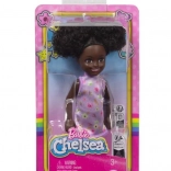 Lalka BARBIE Chelsea, fioletowa sukienka w kwiaty, 15 cm
