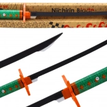 Samurajski miecz nichirin na baterie z dźwiękiem – zielona rękojeść