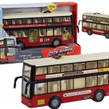 Czerwony piętrowy autobus miejski z oświetleniem i dźwiękiem 1:16