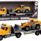 Żółta ciężarówka z koparką, światła i dźwięki