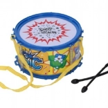 Plastowy dziecięcy bębenek z paskiem i pałeczkami 16 × 9 cm