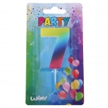 Świeczka urodzinowa numer 7 tęczowa