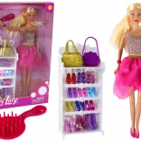 Lalka Lucy z różowymi błyszczącymi sukniami i zestawem butów