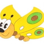 Średnia drewniana dekoracja motyl żółty