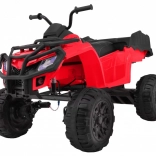 Dziecięcy elektryczny quad XL 4x4 z kufrem, soft start, koła EVA, LED i audio – czerwony