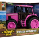 Różowy traktor z funkcją świateł i dźwięków