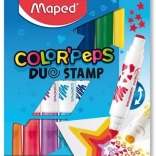 Flamastry MAPED Color'Peps Duo Stamp – zestaw 8 dwustronnych flamastrów-stempli