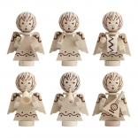 Detoa świąteczne ozdoby aniołki z drewna, zestaw 6 szt.