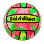 Gumowa piłka jasna z liśćmi różowo‑zielona 24 cm