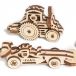 Ugears 3D drewniane mechaniczne puzzle – zestaw 4 breloków pojazdów