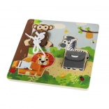 drewniane puzzle montessori safari ze zwierzątkami