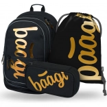 ZESTAW 3 szt. BAAGL Core Metallic Bronze: plecak, piórnik, worek