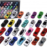 Zestaw Aluminiowych Modeli Samochodzików w Pudełku 30 Sztuk Sportowe i Policyjne Auta