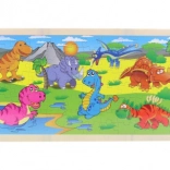 Drewniane puzzle dinozaury 96 elementów