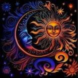 Diamentowe malowanie Słońce i Księżyc 30x40 cm