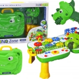 Dziecięcy zestaw DIY stolik z walizeczką DINOSAUR i wkrętarką akumulatorową, 249 elementów