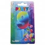 Świeczka liczba 9 Tęcza