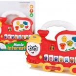 Interaktywne dziecięce pianinko lokomotywa – dźwięki zwierząt, dźwięki pojazdów i melodie, czerwone