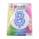 Niebieski dmuchany balon w kształcie cyfry 8 z gwiazdkami