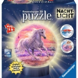 RAVENSBURGER świecąca 3D puzzleball koń na plaży, 72 elementów