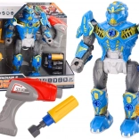 niebieski robot do skręcania z wiertarką, światłami i dźwiękami