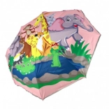 Składany parasol dziecięcy Zwierzątka z mechanizmem wysuwanym