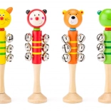 Drewniana grzechotka z dzwoneczkami – zwierzątka