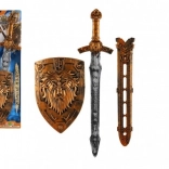 Dziecięcy rycerski miecz z tarczą i pochwą 55 cm
