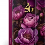 Magnetyczny tygodniowy kalendarz/terminarz Fioletowe kwiaty 2026, 11 x 16 cm