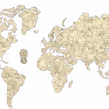 Drewniana mapa świata ze zwierzątkami rozmiar M (57 × 38 cm) WOODEN CITY