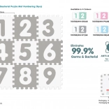 Antybakteryjna piankowa mata puzzle z cyframi 9 szt., szaro‑biała, EVA, 10m+