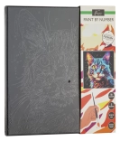 Malowanie po numerach na czarnym płótnie – kot