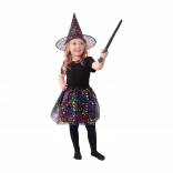 Dziecięcy kostium czarownicy z gwiazdkami i tiulową spódniczką tutu oraz kapeluszem