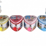 Blaszana skarbonka w kształcie serca z zamkiem, 8 × 7 cm, różne kolory