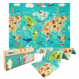 humbi dwustronna składana piankowa mata z XPE 200 × 180 × 1 cm mapa świata i ulice