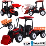 Elektryczny traktor pedałowy dla dzieci z przednią łyżką i odłączaną przyczepą 24V