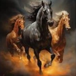 Mozaika diamentowa – trzy galopujące konie